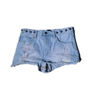 FOREVER 21 Distressed studded denim shorts